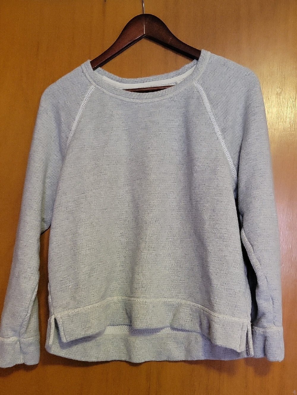 aerie Women's Light Gray  With Subtle Sparkles Crewneck Sweater Large